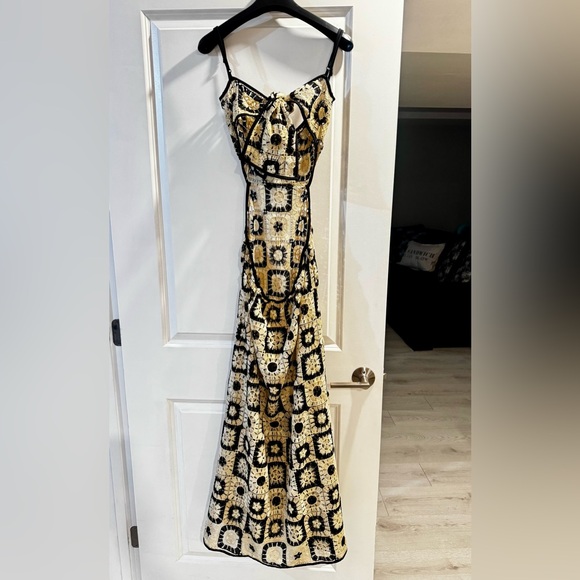Johanna Ortiz Mara Magic Cut Out Crochet Geometric Maxi Dress - Picture 6 of 8